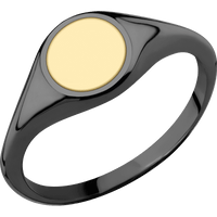 Small Circle signet ring (10mm) in Zirconium, with a Thin style band, a 14K Yellow Gold inlay.