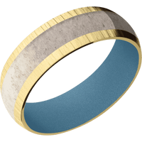 14K Yellow Gold + Treebark1 Finish + Polar Blue