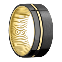 Zirconium + Satin , Polish Finish + 14K Yellow Gold