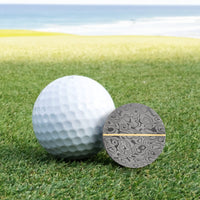 Damascus Steel and 14K Gold Premium Golf Ball Marker