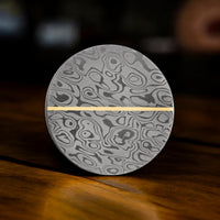 Damascus Steel and 14K Gold Premium Golf Ball Marker