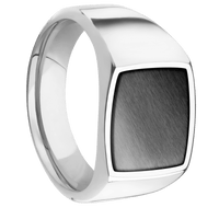 Medium Cushion signet ring (14x14mm) in Cobalt Chrome, with a Wide style band, a Zirconium inlay.