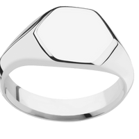 Medium Hexagon signet ring (13.9x12mm) in Palladium Silver, with a Wide style band.