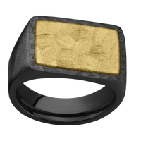Large Horizontal Rectangle signet ring (20x14.5mm) in Zirconium, with a Wide style band, a 14K Yellow Gold inlay.