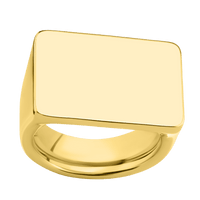 Extra Large Horizontal Rectangle signet ring  in 18K Yellow Gold, with a Wide style band.