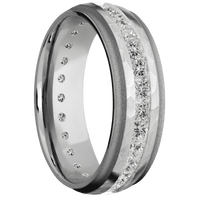 18K White Gold + Hammer , Sand Finish