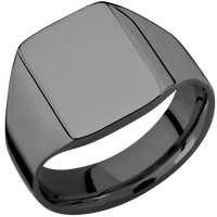 Medium Rectangle signet ring (16x11.5mm) in Zirconium, with a Wide style band.