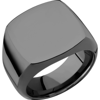 Large Cushion signet ring (18x18mm) in Zirconium, with a Wide style band.