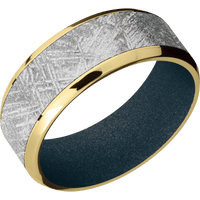 10K Yellow Gold + Polish , Polish Finish + Blue Titanium