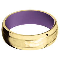 10K Yellow Gold + Hammer , Polish Finish + Wild Purple