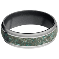 14K White Gold + Polish , Bead Finish + Dark Grey