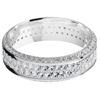 14K White Gold + Polish , Satin Finish