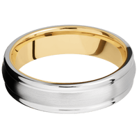 14K White Gold + Satin , Polish Finish + 10K Yellow Gold