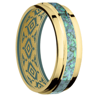 14K Yellow Gold + Polish , Polish Finish + Northern Lights