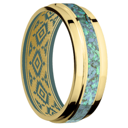 14K Yellow Gold + Polish , Polish Finish + Northern Lights