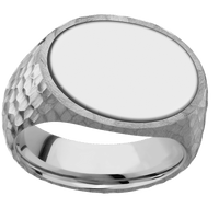 Large Horizontal Oval signet ring (20x16mm) in Platinum, with a Wide style band, a 18K White Gold inlay.