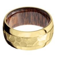 22K Yellow Gold + Rock , Rockpolish Finish + Leopard Wood