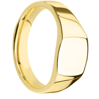 Small Cushion signet ring (10x10mm) in 10K Yellow Gold, with a Wide style band.