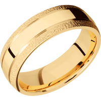 14K Yellow Gold + Polish , Stipple Finish