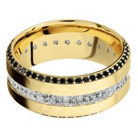 14K Yellow Gold + Hammer , Polish Finish