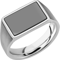Medium Horizontal Rectangle signet ring (16x11.5mm) in Cobalt Chrome, with a Wide style band, a Zirconium inlay.