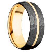 Zirconium + Hammer Finish + 14K Yellow Gold