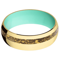 14K Yellow Gold + Polish , Polish Finish + Robins Egg Blue