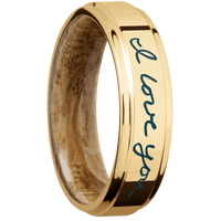 10K Yellow Gold + Polish , Polish Finish + Whiskey Barrel