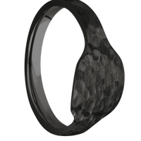 Small Cushion signet ring (10x10mm) in Zirconium, with a Cigar style band.