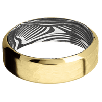 14K Yellow Gold + Hammer , Polish Finish + Sunset