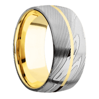Damascus + Polish Finish + 18K Yellow Gold