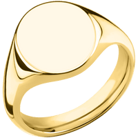 Medium Oval signet ring (16x13mm) in 18K Yellow Gold, with a Thin style band.