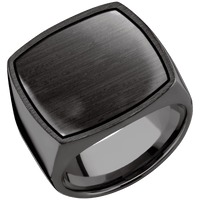 Extra Large Cushion signet ring (22x22mm) in Zirconium, with a Wide style band, a Wenge inlay.