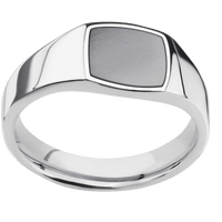 Small Cushion signet ring (10x10mm) in Palladium Silver, with a Wide style band, a Tantalum inlay.