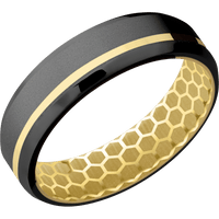 Zirconium + Bead , Polish Finish + 14K Yellow Gold