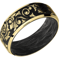 10K Yellow Gold + Satin , Polish Finish + Forged Carbon Fiber