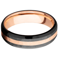 Zirconium + Hammer , Polish Finish + 14K Rose Gold