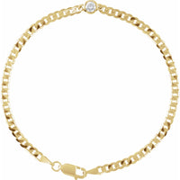 14K Yellow Gold 1/4 CT Natural Diamond Link 7" Bracelet