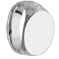 Large Horizontal Oval signet ring (20x16mm) in Palladium Silver, with a Wide style band.
