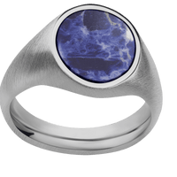 Medium Oval signet ring (16x13mm) in Titanium, with a Wide style band, a Sodalite inlay.