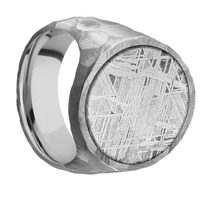 Extra Large Oval signet ring (24x20mm) in Titanium, with a Wide style band, a Meteorite inlay.