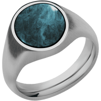 Medium Oval signet ring (16x13mm) in Titanium, with a Wide style band, a Washington Blue Jade inlay.