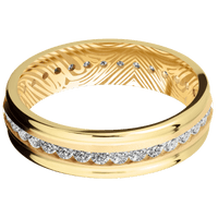 14K Yellow Gold + Bead , Polish Finish