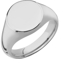 Medium Circle signet ring (14mm) in Titanium, with a Wide style band.