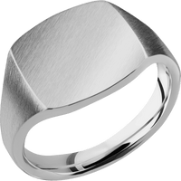 Medium Cushion signet ring (14x14mm) in Titanium, with a Thin style band.