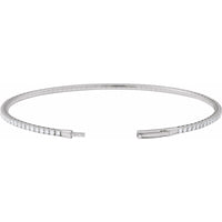 14K White Gold 1 1/2 CTW Lab-Grown Diamond Flexible Bangle 7" Bracelet