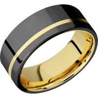 Zirconium + Polish , Polish Finish + 14K Yellow Gold