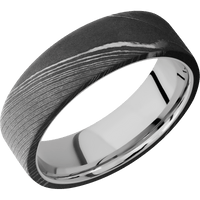 Damascus + Acid Finish + 14K White Gold