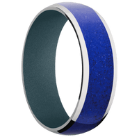 14K White Gold + Polish Finish + Blue Titanium