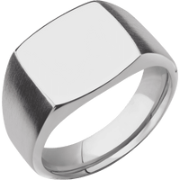 Medium Cushion signet ring (14x14mm) in Titanium, with a Wide style band.
